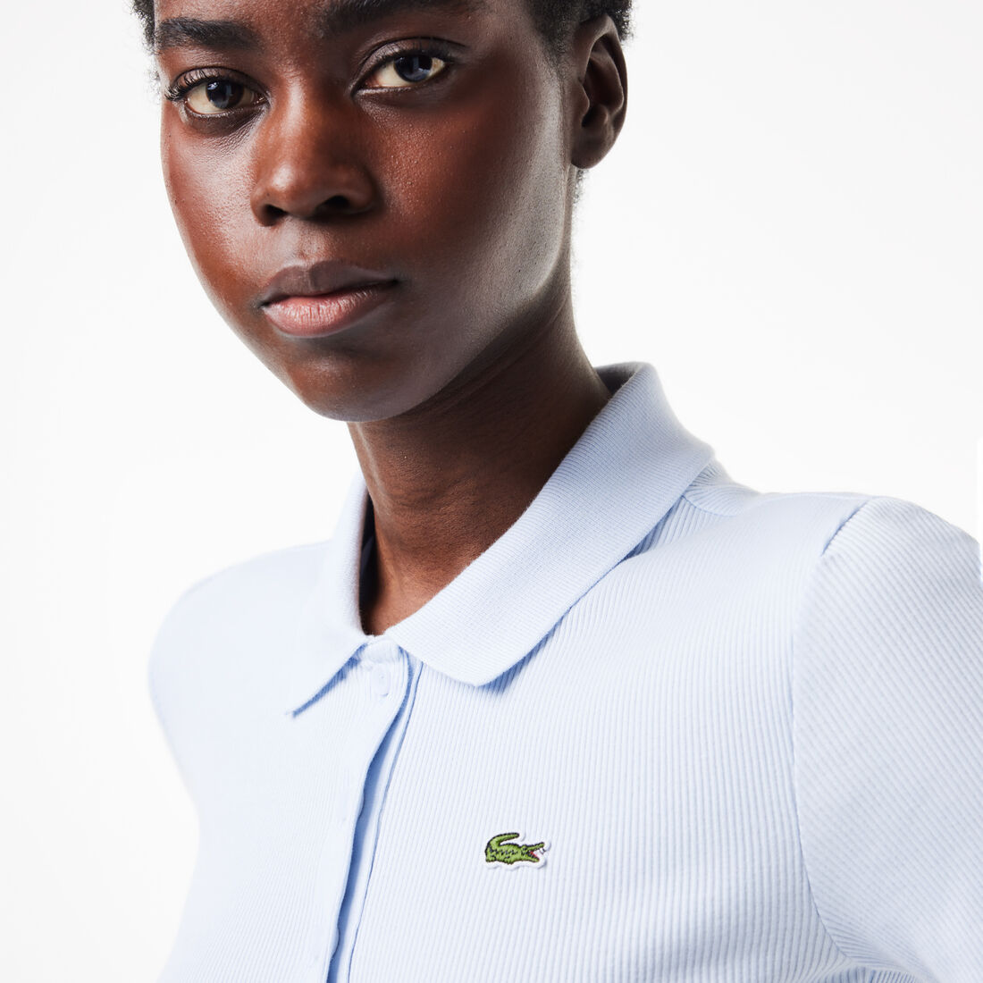 Slim Fit L.12.D Ribbed Cotton Polo Shirt Women's Lacoste Slim Fit Organic Cotton Polo Shirt - DF5377-00-J2G