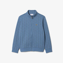 lacoste zipped monogram fleece hoodie