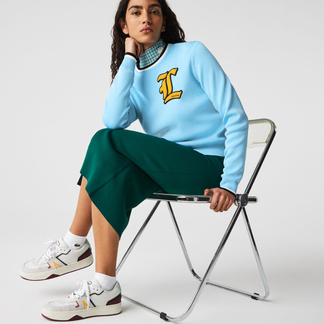 سترة نسائية قطنية بشارة رقبة مستديرة من مجموعة Lacoste L!VE سترة نسائية قطنية بشارة رقبة مستديرة من مجموعة Lacoste L!VE