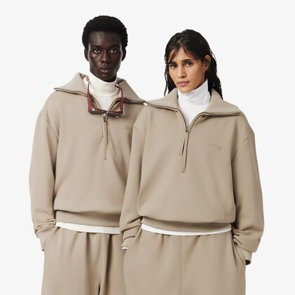 لاكوست runway high neck zipped satin sweatshirt