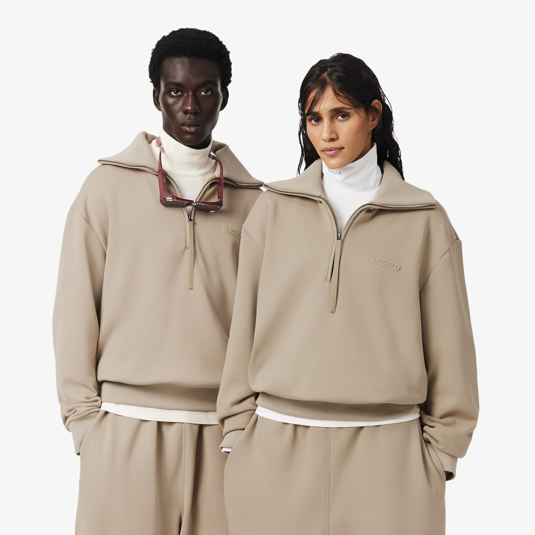 Runway High Neck Zipped Satin Sweatshirt lacoste runway high neck zipped satin sweatshirt