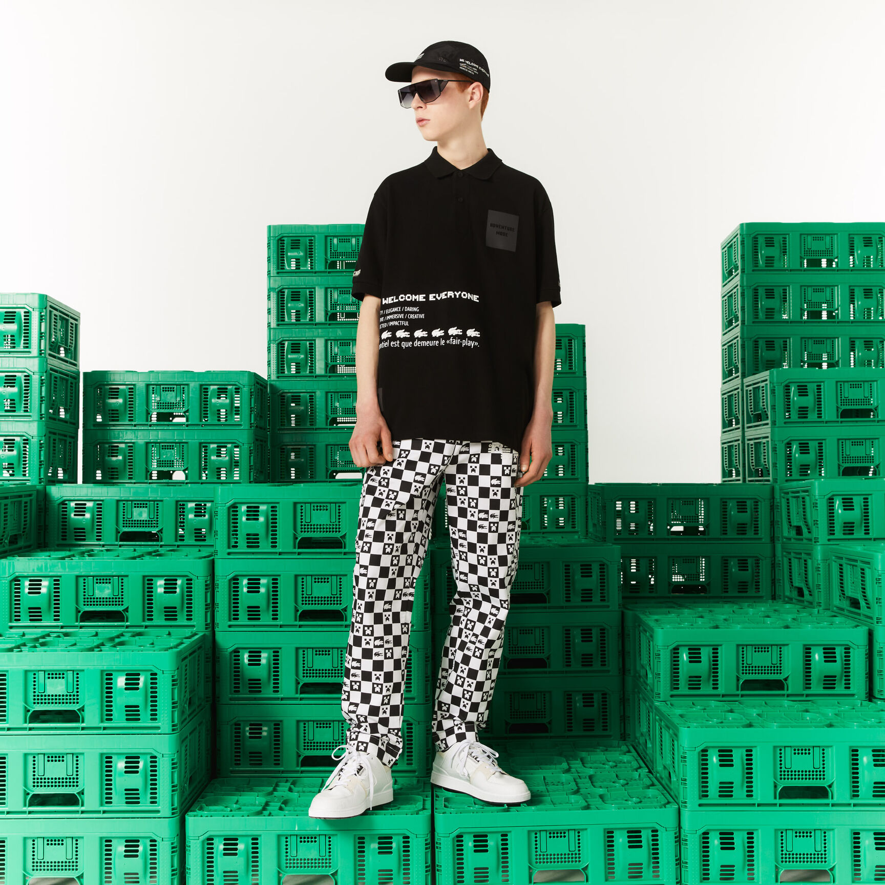 تيشيرت بولو قطن عضوي بقصة فضفاضة للرجال مجموعة Lacoste L!VE x Minecraft تيشيرت بولو قطن عضوي بقصة فضفاضة للرجال مجموعة Lacoste L!VE x Minecraft