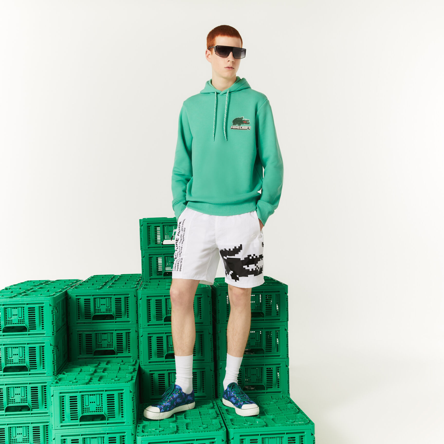Unisex Lacoste x Minecraft Hooded Cotton Fleece Hoodie
