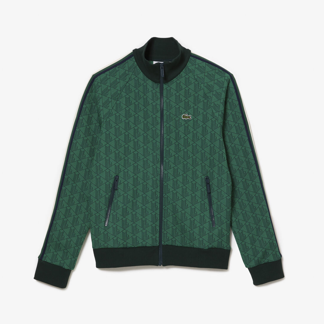 هودي رياضي بطبعة Lacoste Paris High Neck Zipped Jacquard Monogram Sweatshirt - SF0856-00-QIJ