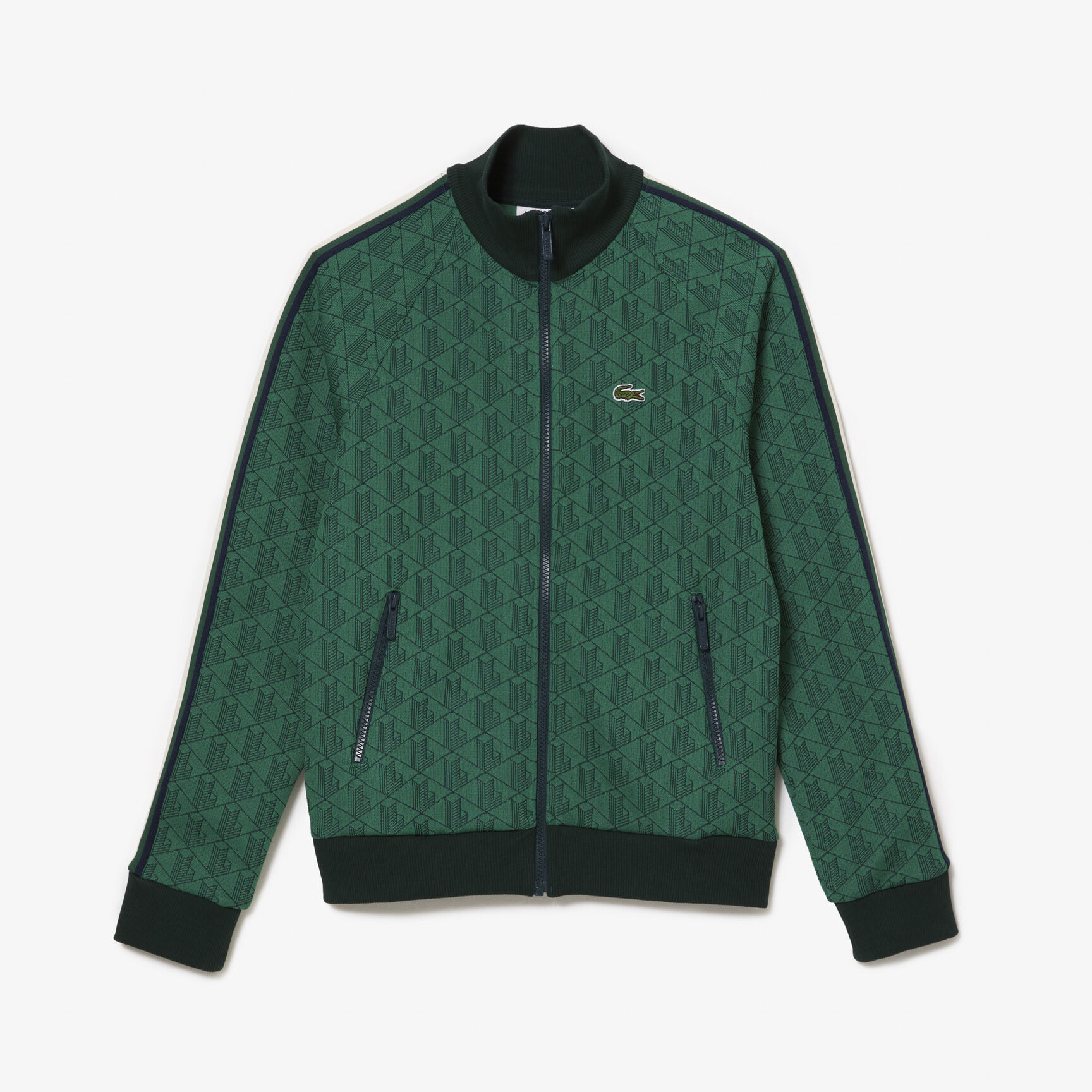 هودي رياضي بطبعة Lacoste Paris High Neck Zipped Jacquard Monogram Sweatshirt - SF0856-00-QIJ