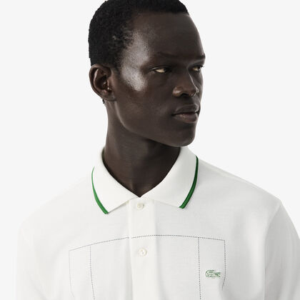 lacoste classic fit graphic petit pique polo shirt