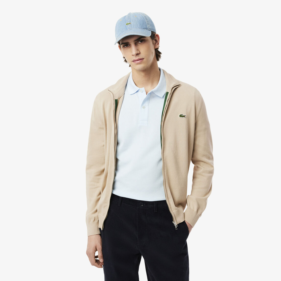 Zipped High Neck Cotton Sweater - AH1957-00-02S