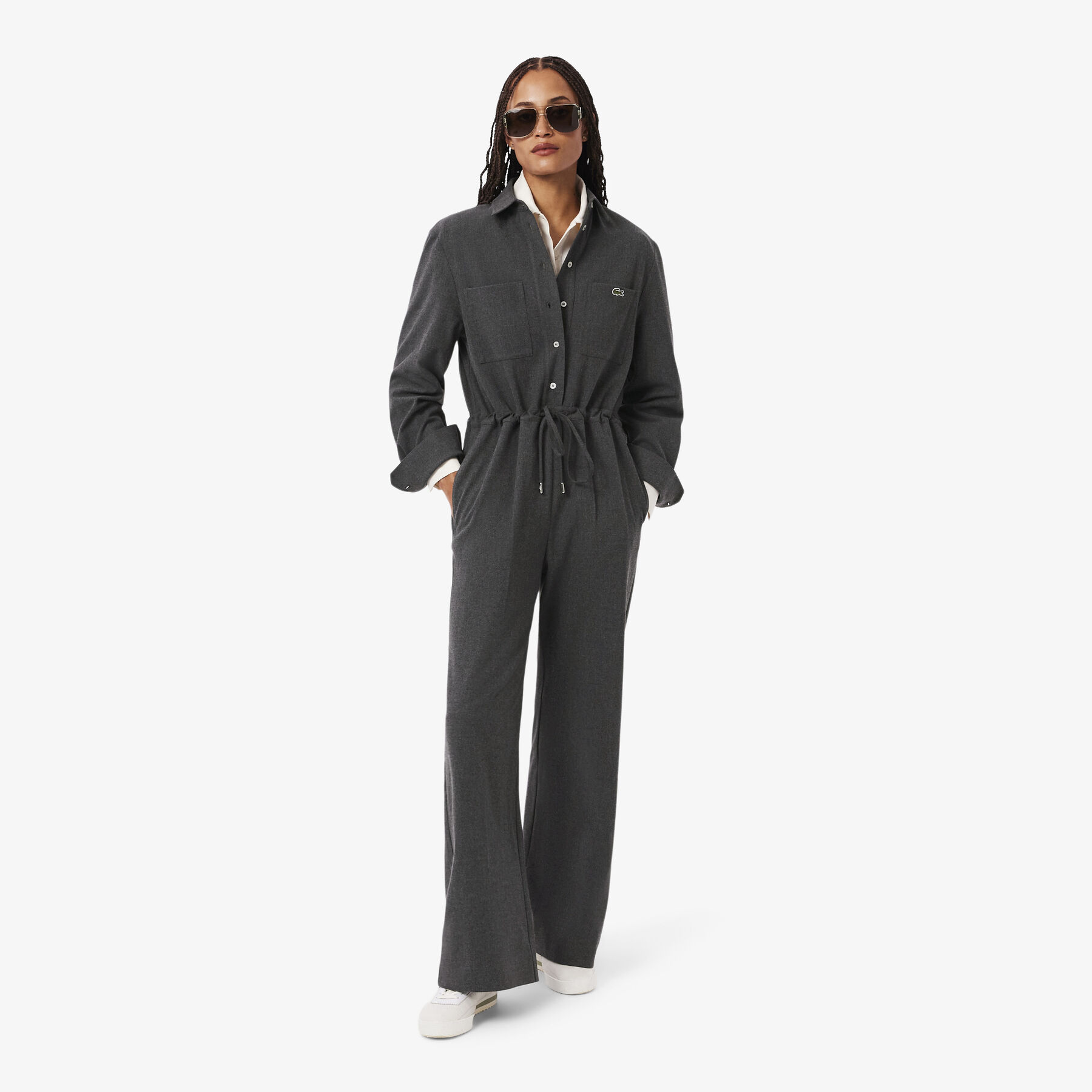 lacoste long sleeved flannel jumpsuit