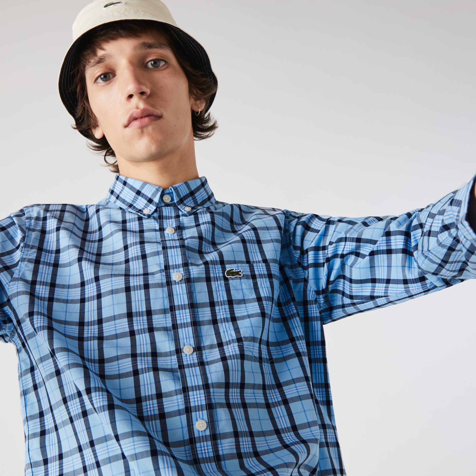 Men’s Regular Fit Check Cotton Poplin Shirt lacoste men s regular fit check cotton poplin shirt