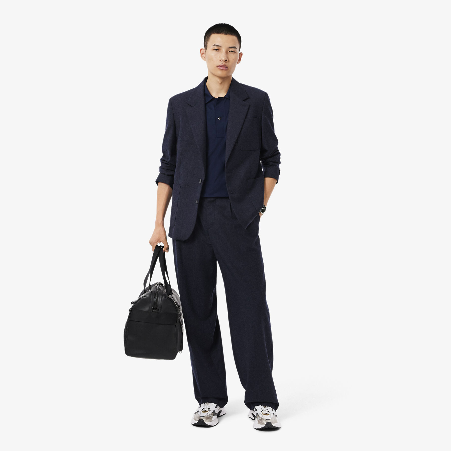 lacoste paris classic fit open neck embroidered polo shirt