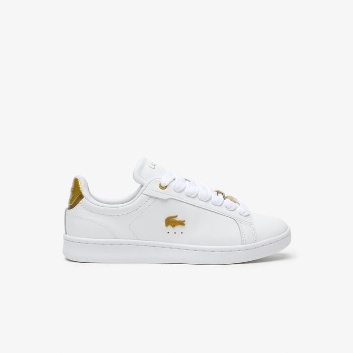 Women's Lacoste Carnaby Pro Leather Metallic Detailing Trainers - 45SFA0055-216