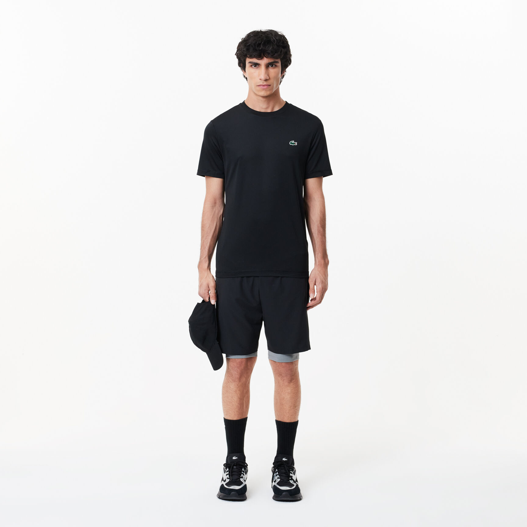 تي شيرت لاكوست بقصّة فضفاضة وفتحة رقبة مستديرة وطبعة التمساح للرجال Men's Lacoste Sport Slim Fit Stretch Jersey T-shirt - TH5207-00-031