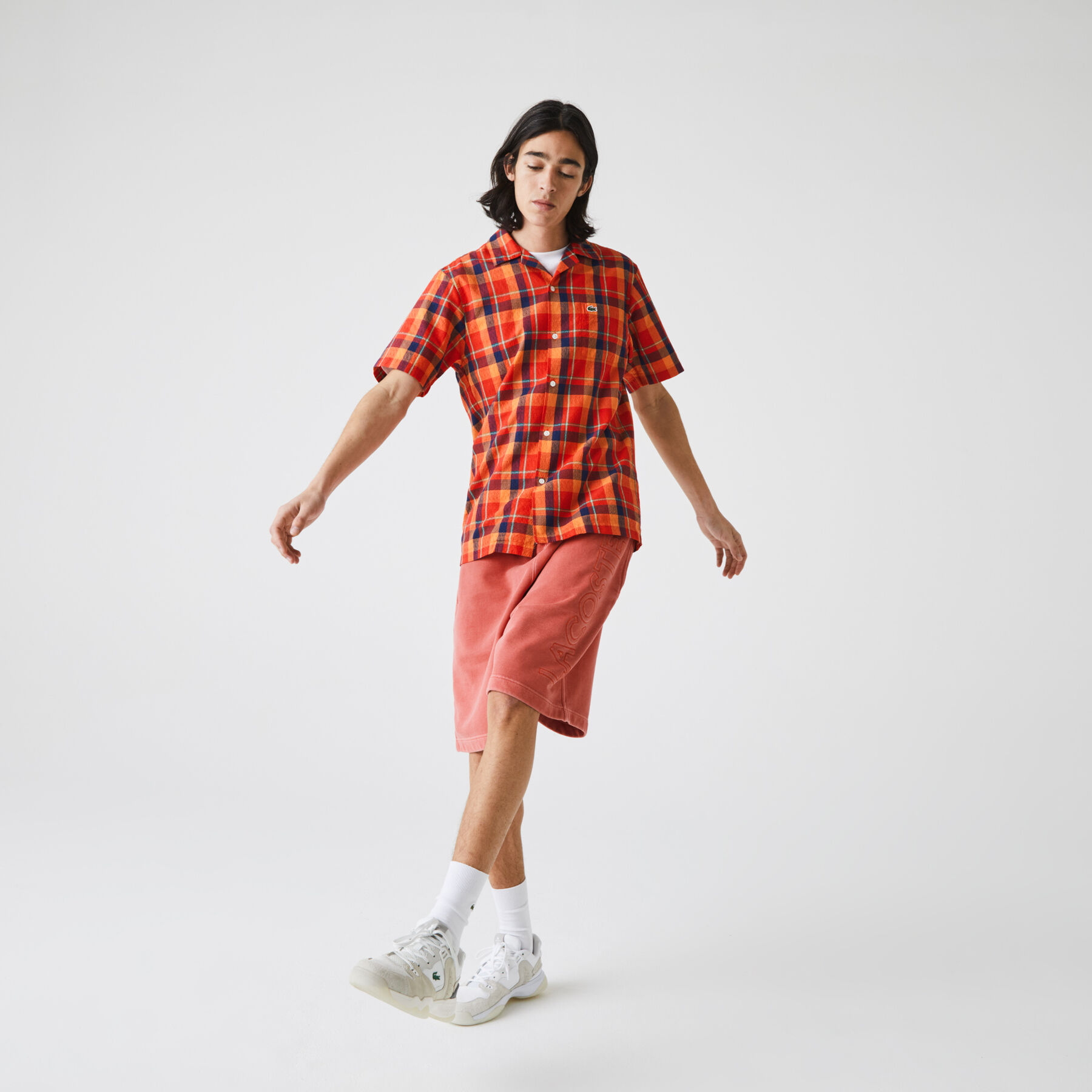 Men's Hawaii Fit Check Cotton Fabric Shirt lacoste men s hawaii fit check cotton fabric shirt