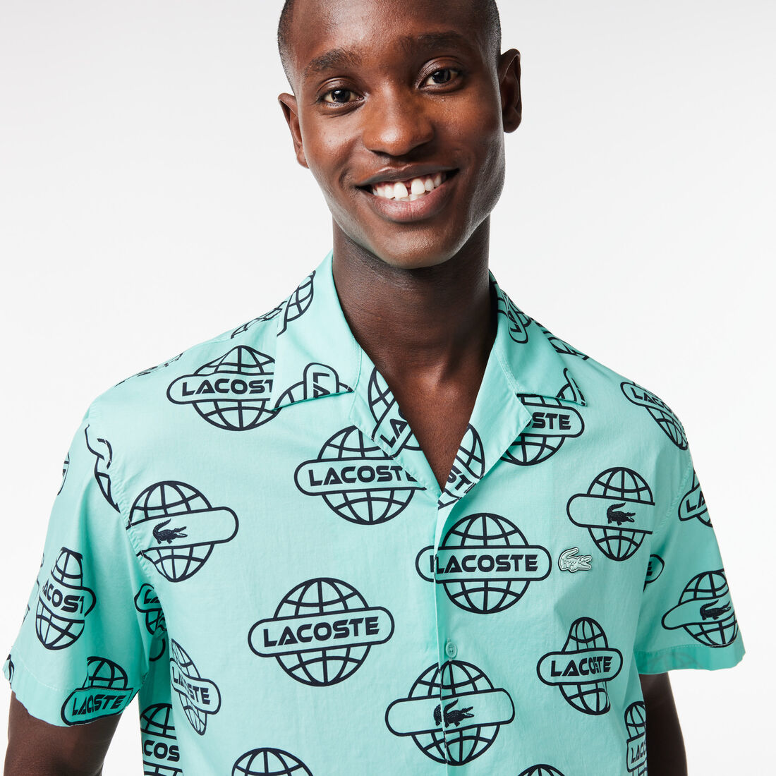 Globe Print Lacoste Cotton Twill Shirt Globe Print Lacoste Cotton Twill Shirt - CH1880-00-KI4