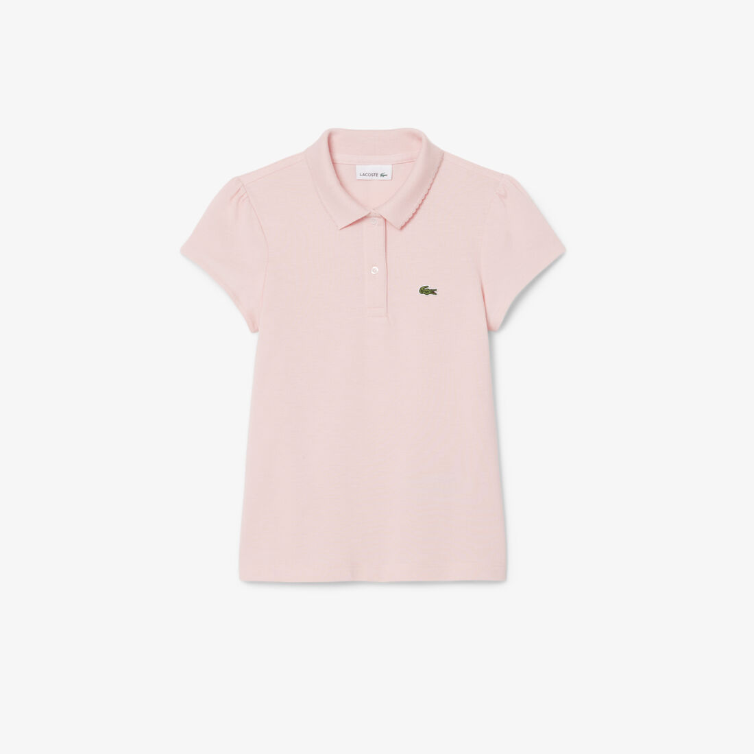 Scalloped Collar Mini Pique Polo Shirt Scalloped Collar Mini Pique Polo Shirt - PJ3594-00-KF9