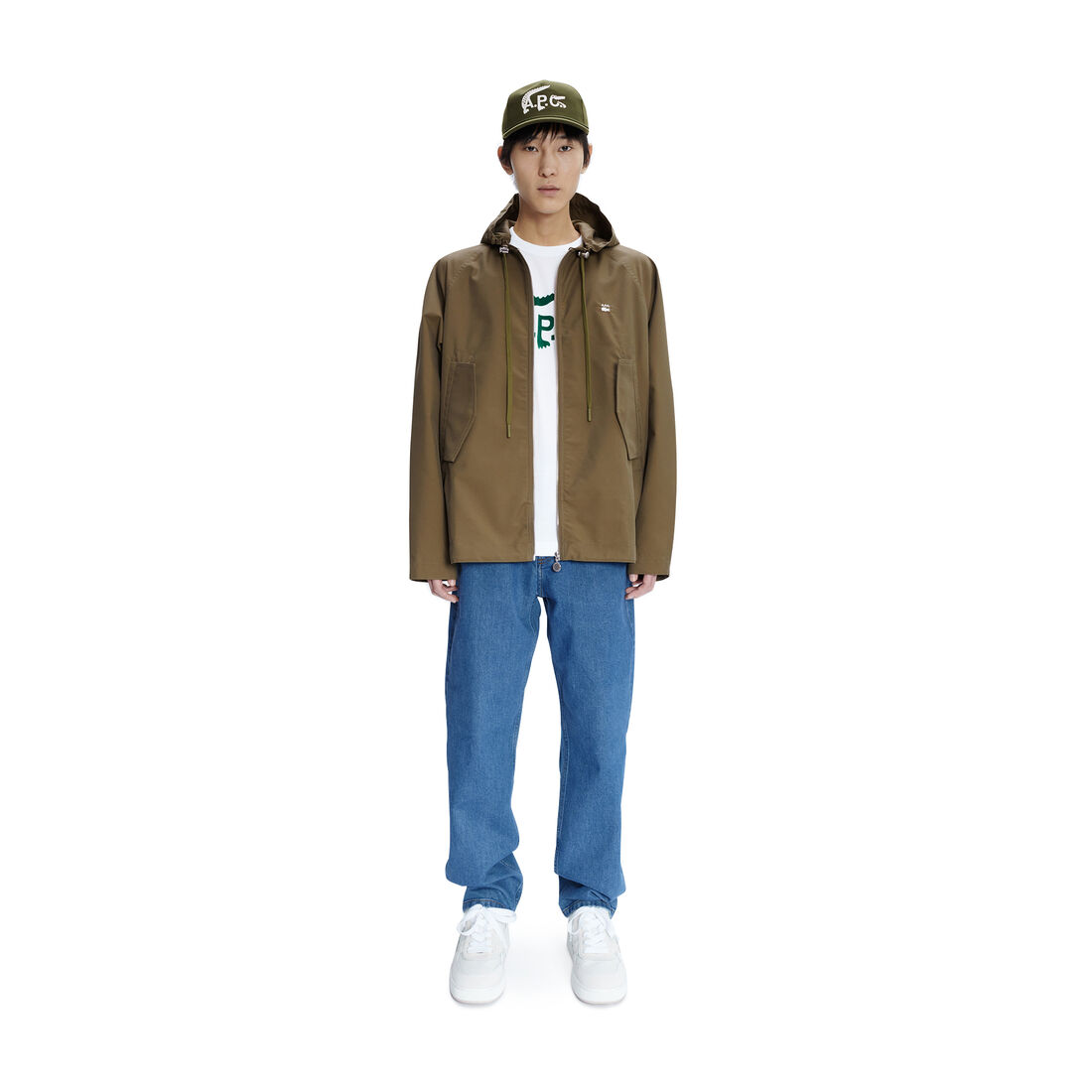 جاكيت بغطاء رأس قطن غابردين للجنسين مجموعة Lacoste x A.P.C. جاكيت بغطاء رأس قطن غابردين للجنسين مجموعة Lacoste x A.P.C.