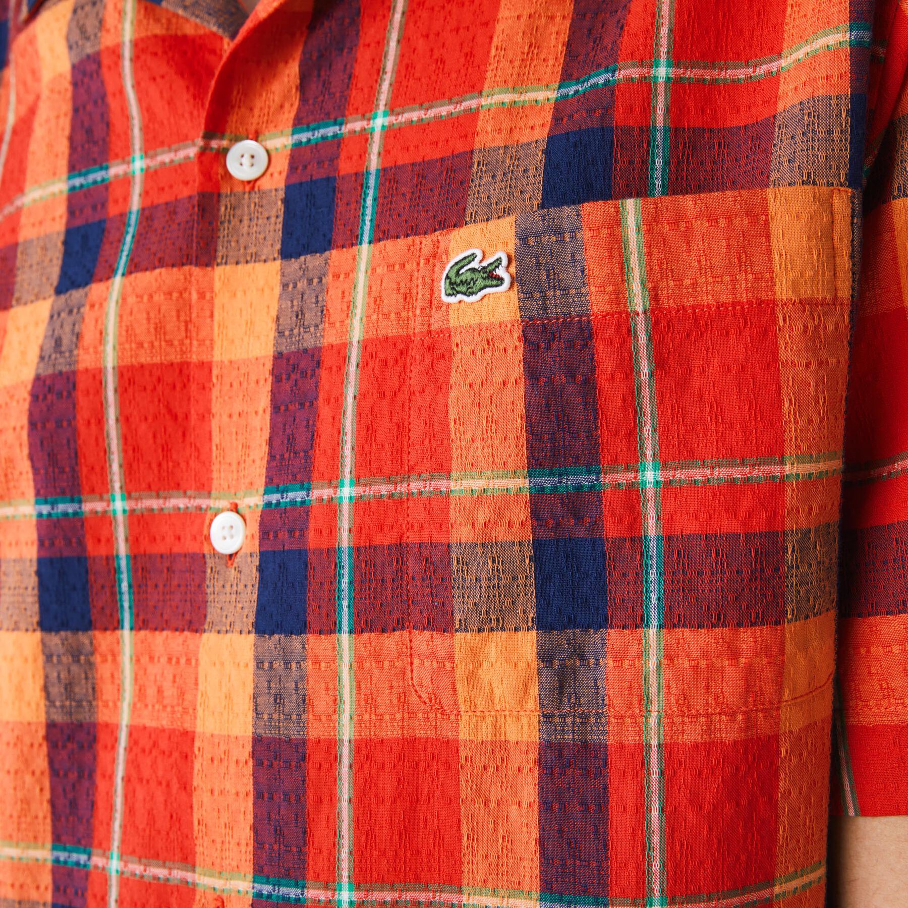 Men's Hawaii Fit Check Cotton Fabric Shirt lacoste men s hawaii fit check cotton fabric shirt
