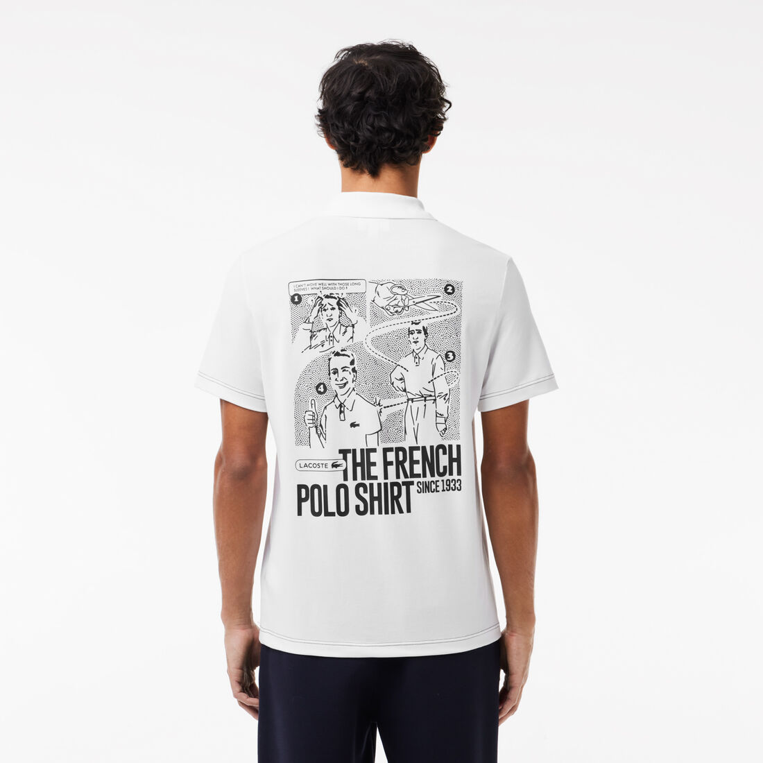 قميص بولو بطباعة أمامية وخلفية بحركة لاكوست Back and Front Print Lacoste Movement Polo Shirt - PH7416-00-001