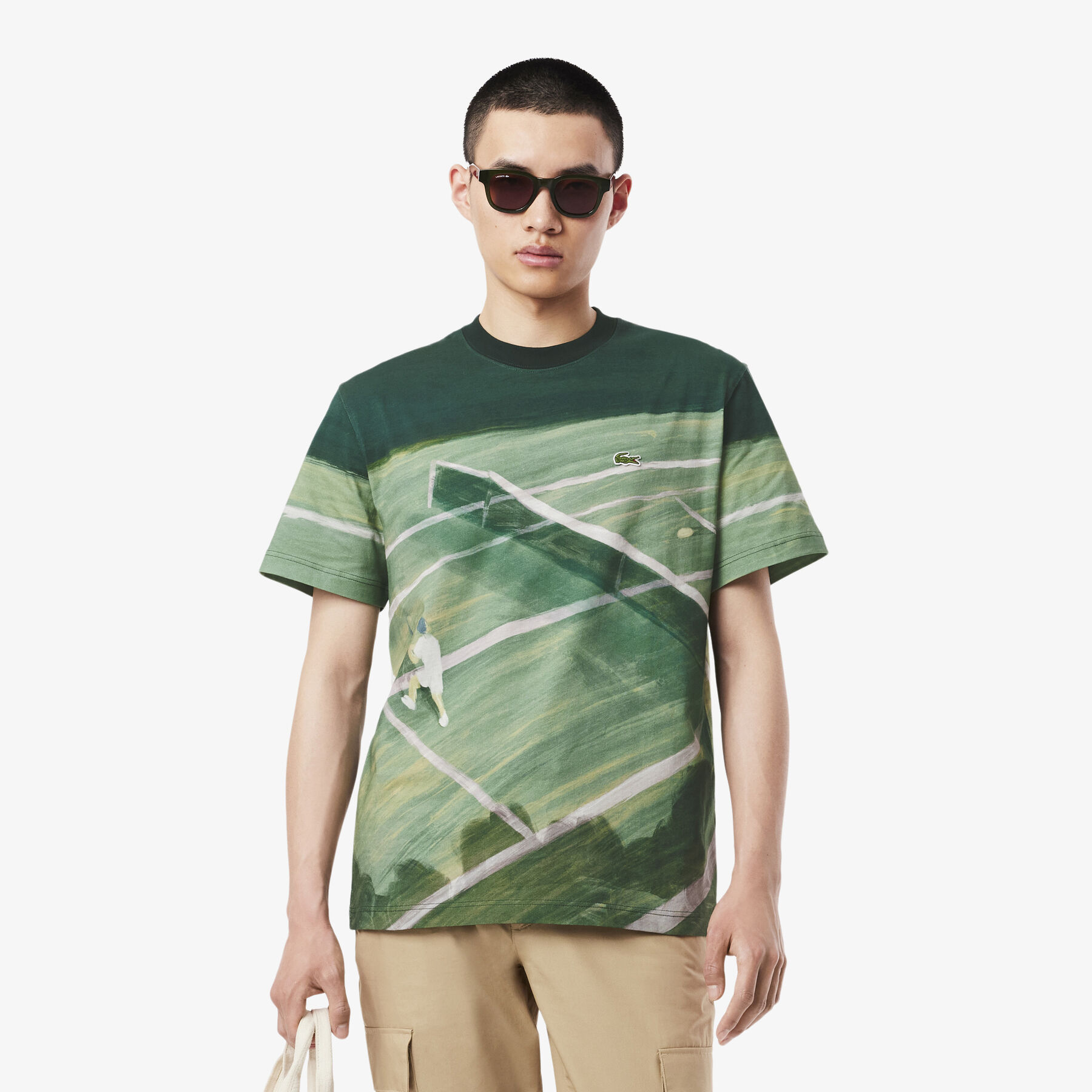 lacoste classic fit tennis print t shirt