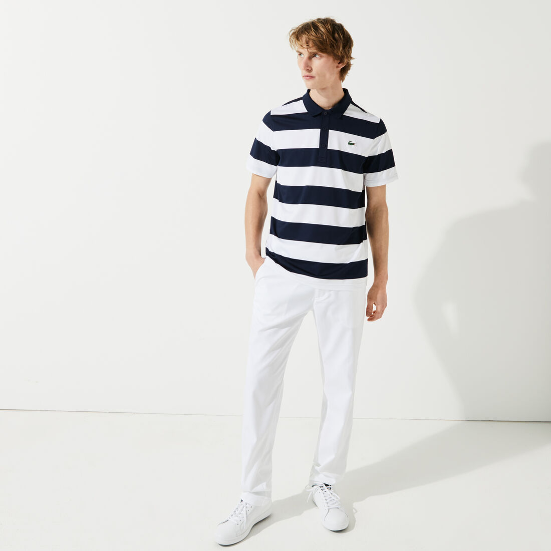 Men’s Lacoste SPORT Striped Breathable Stretch Golf Polo Shirt Men’s Lacoste SPORT Striped Breathable Stretch Golf Polo Shirt