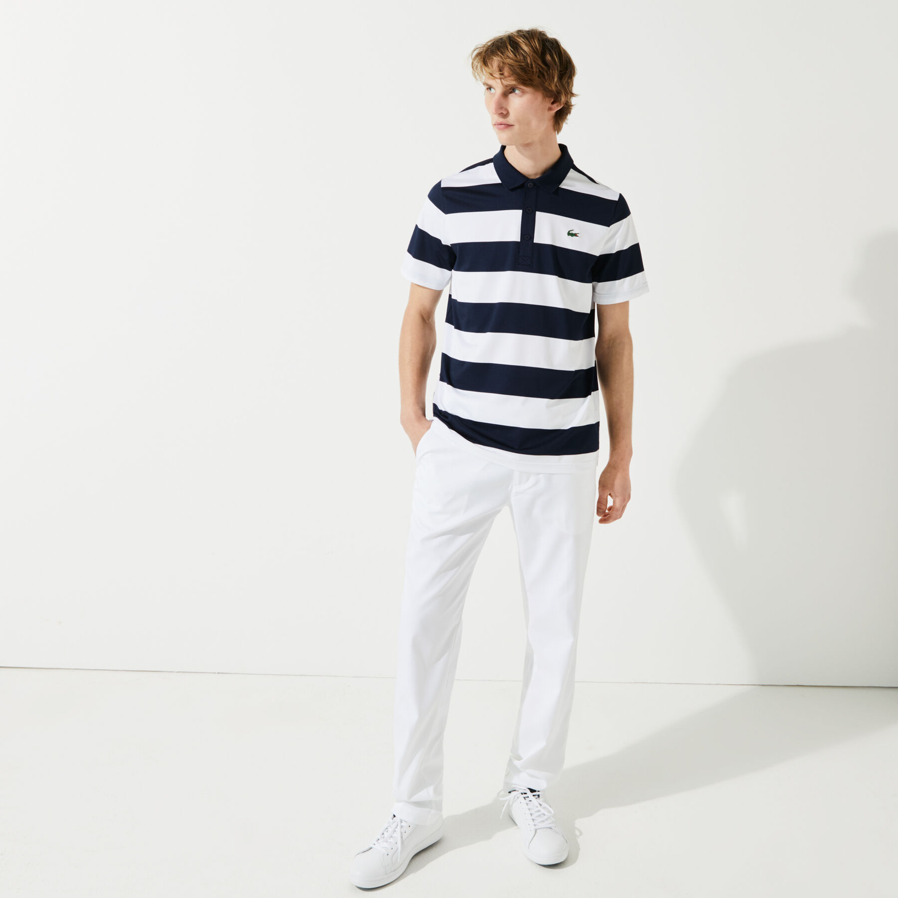 Men’s Lacoste SPORT Striped Breathable Stretch Golf Polo Shirt men s lacoste sport striped breathable stretch golf polo shirt
