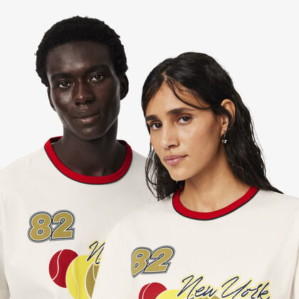 لاكوست runway tennis print t shirt