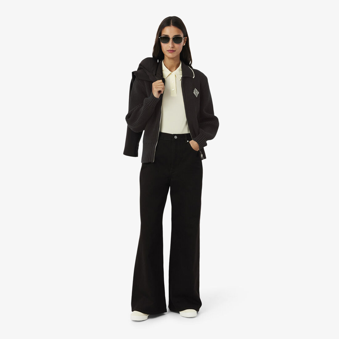 سترة مزينة بسحاب وشارة قطنية Zipped Cotton Badge Accent Sweater - AF9858-00-3LA