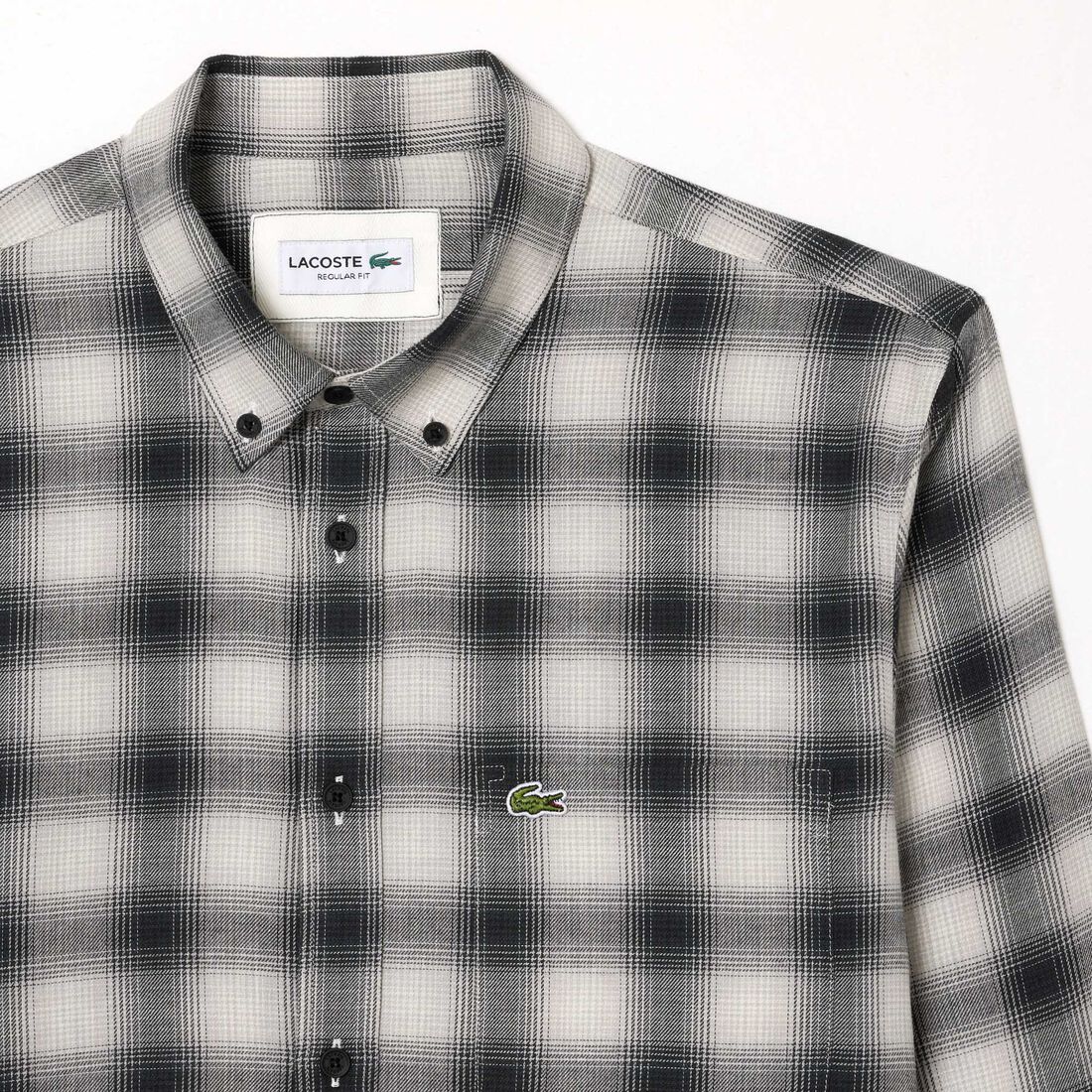 قميص لاكوست قطن تويل بطبعة الكرة الأرضية Cotton/Wool Blend Checked Flannel Shirt - CH1868-00-KBR