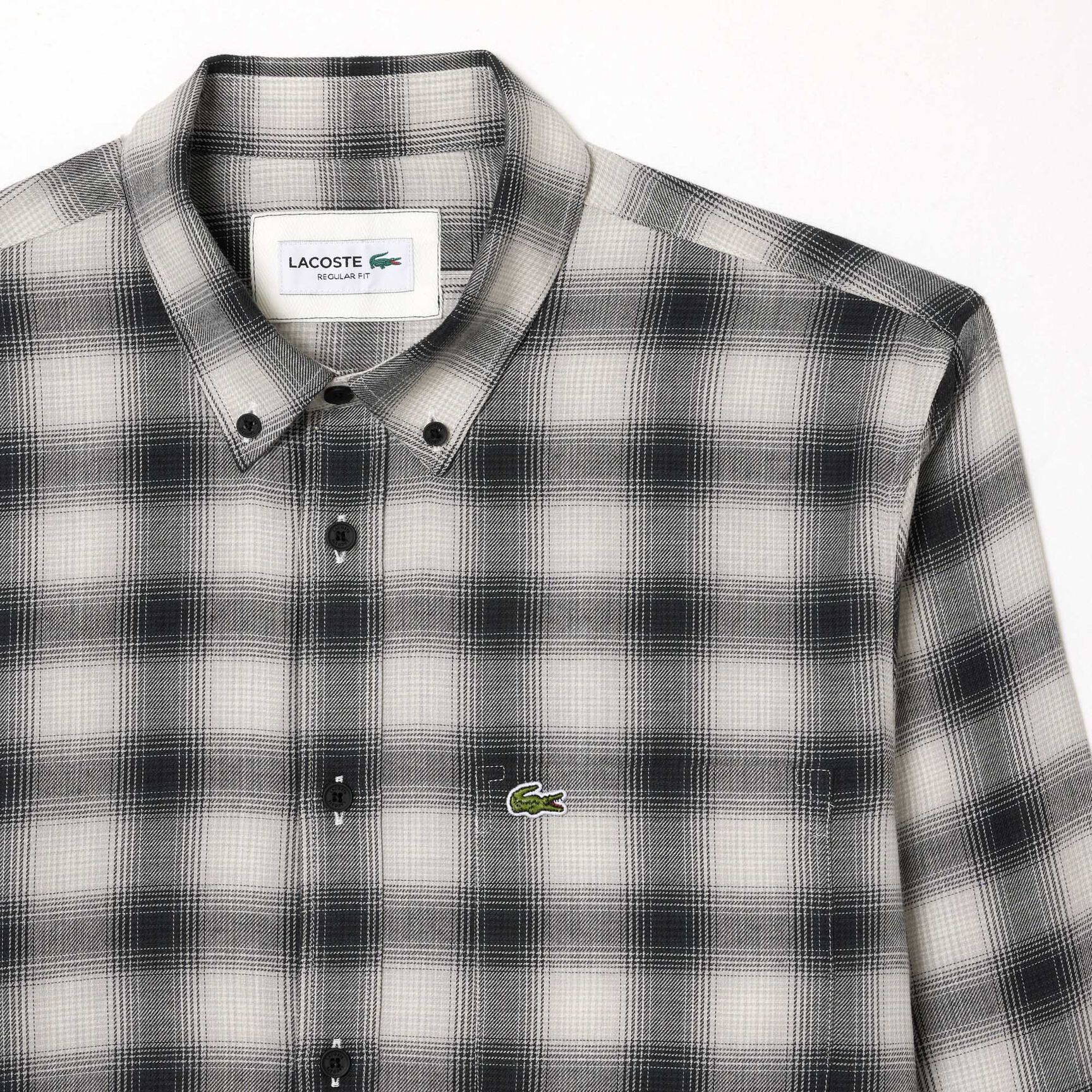 قميص لاكوست قطن تويل بطبعة الكرة الأرضية Cotton/Wool Blend Checked Flannel Shirt - CH1868-00-KBR