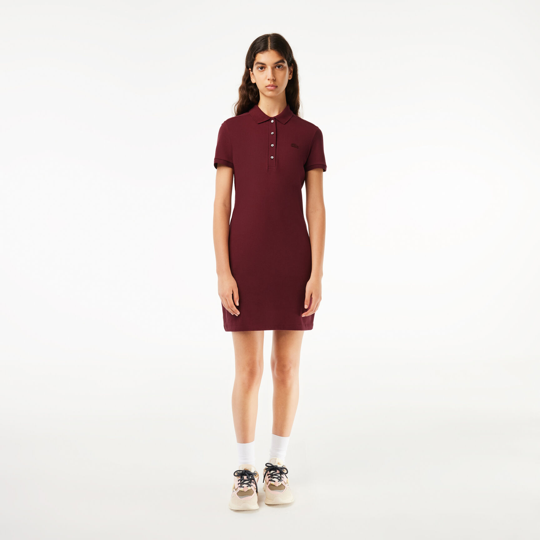 فستان بولو من بيتي بيكيه مطاطي بقصة ضيقة Women's Stretch Cotton Pique Polo Dress - EF5473-00-YUP