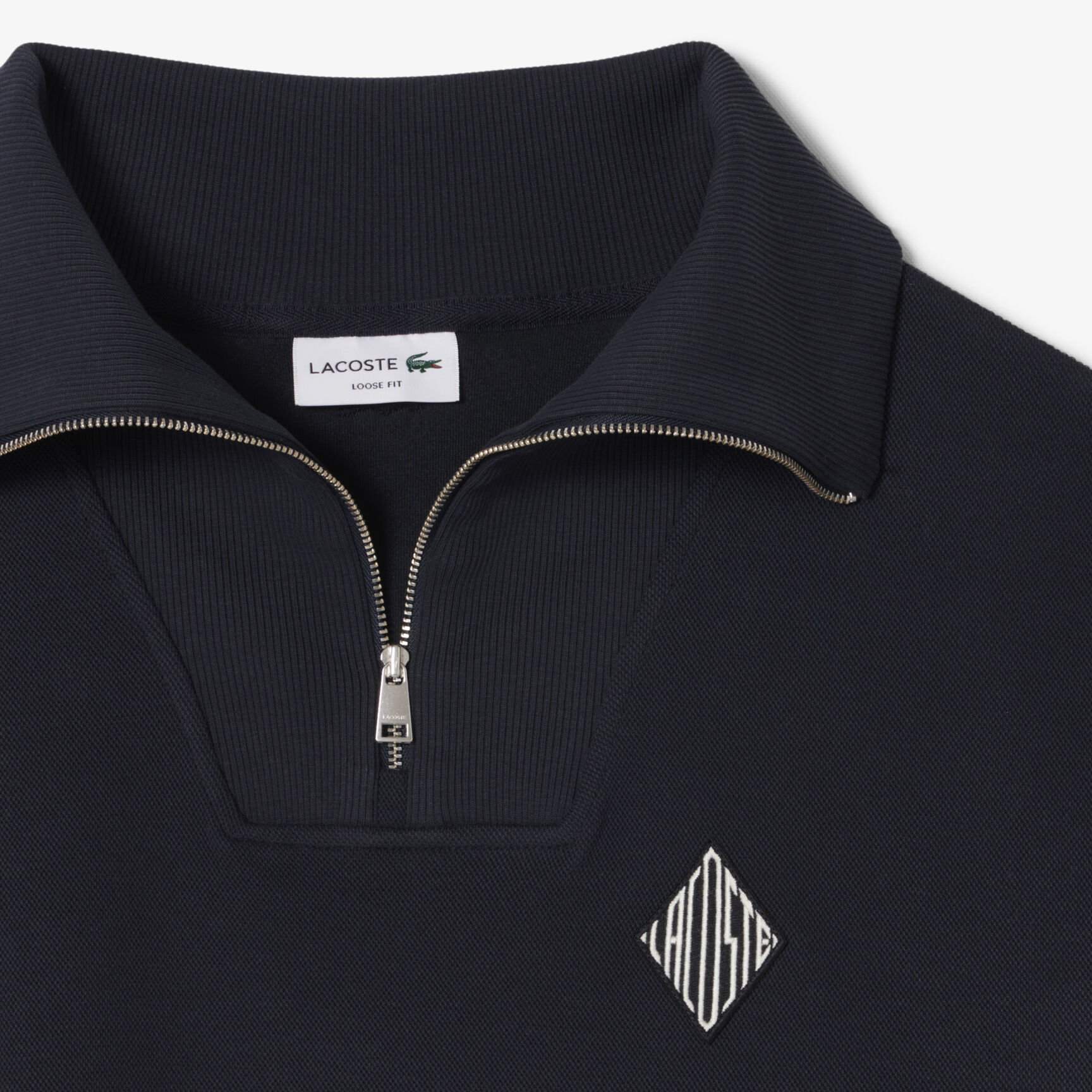 Loose Fit Zipped Neck Pique Sweatshirt - SH0030-00-350