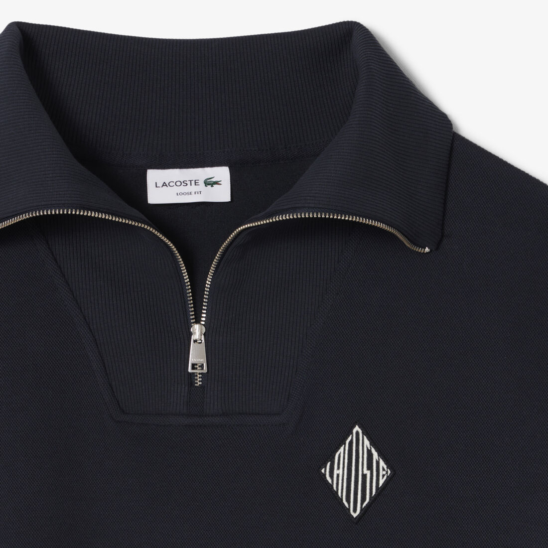 Loose Fit Zipped Neck Pique Sweatshirt Loose Fit Zipped Neck Pique Sweatshirt - SH0030-00-350