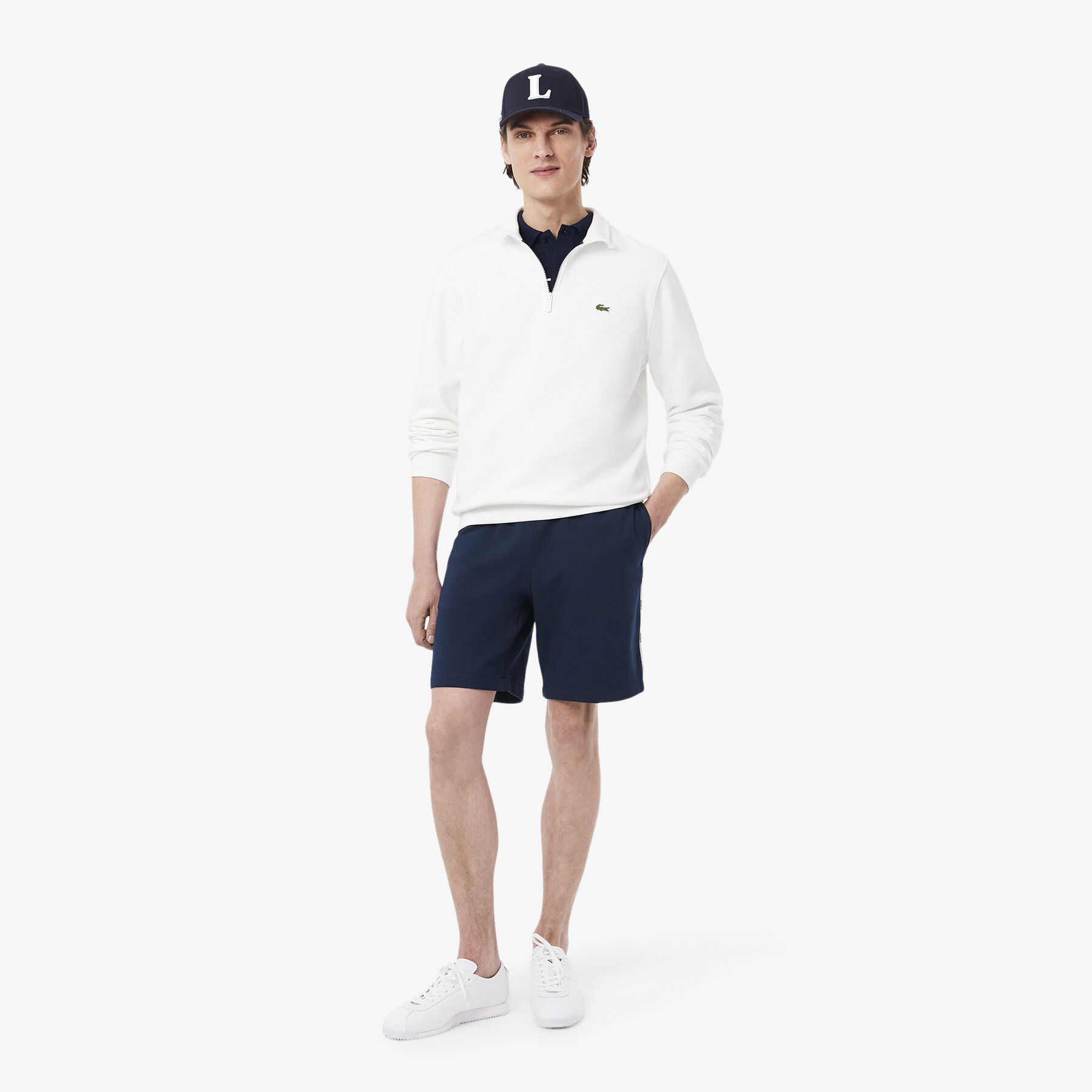 Logo Trim Cotton Fleece Shorts lacoste logo trim cotton fleece shorts