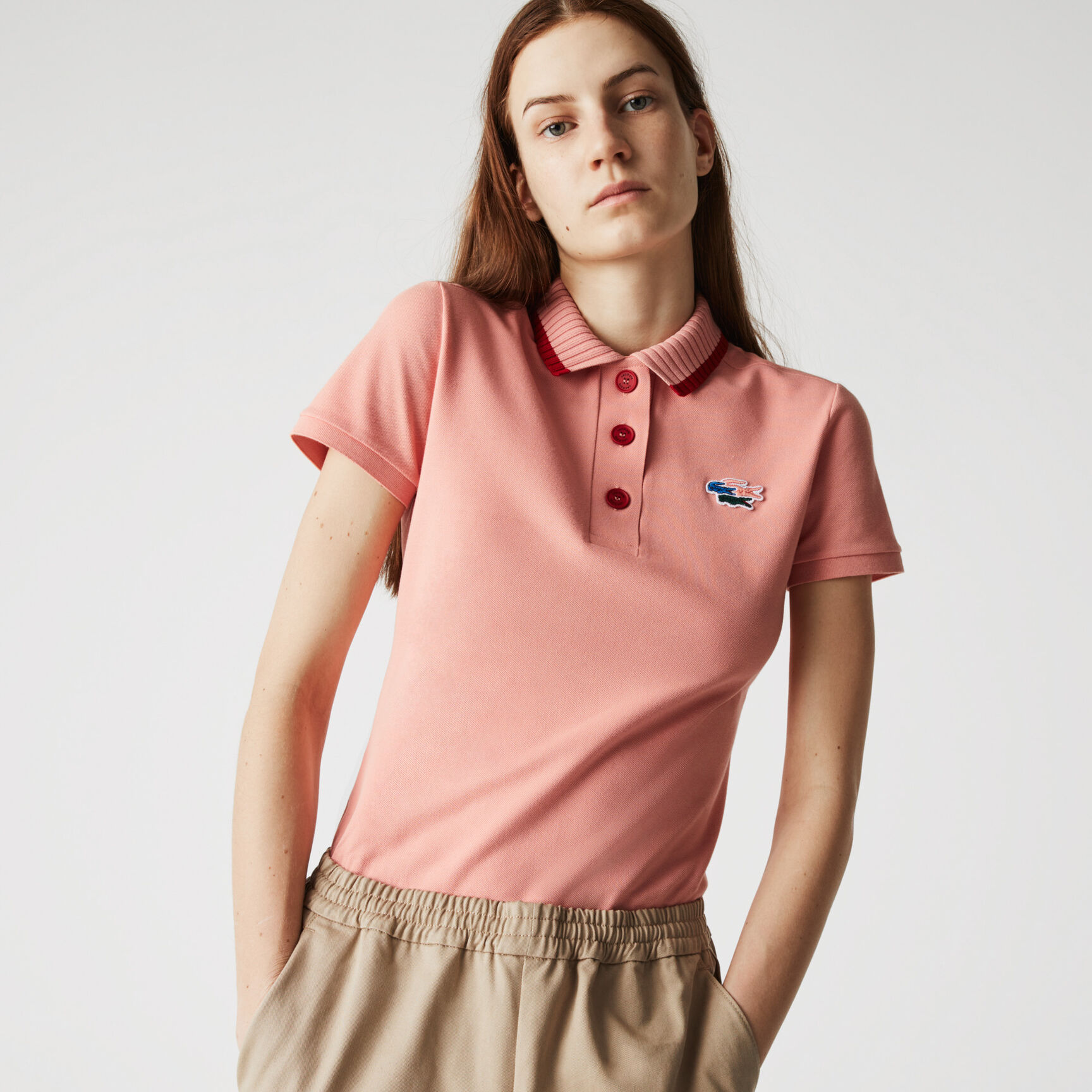 Women’s Lacoste Slim Fit Crocodiles Organic Cotton Piqué Polo Women’s Lacoste Slim Fit Crocodiles Organic Cotton Piqué Polo