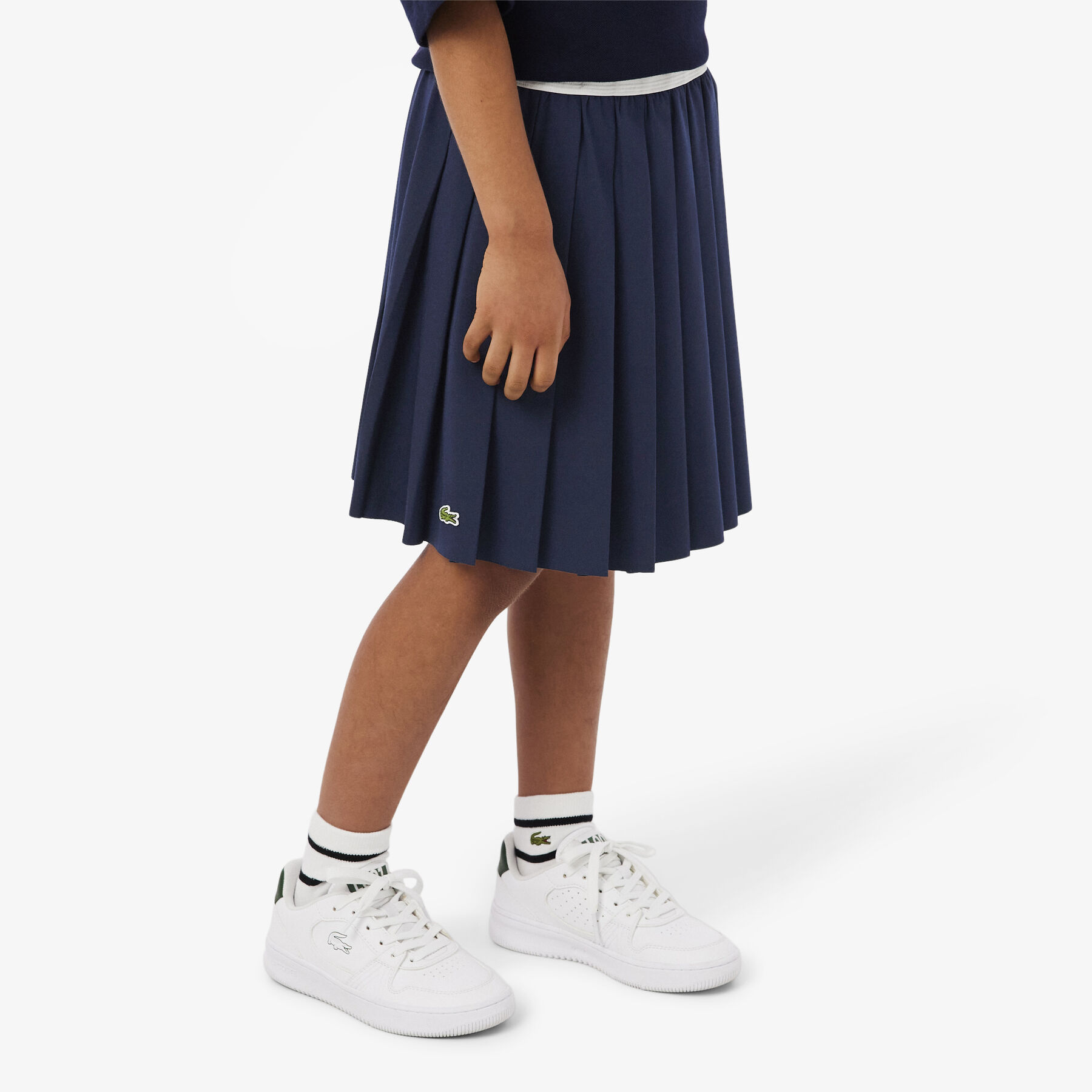lacoste oxford cotton pleated skirt