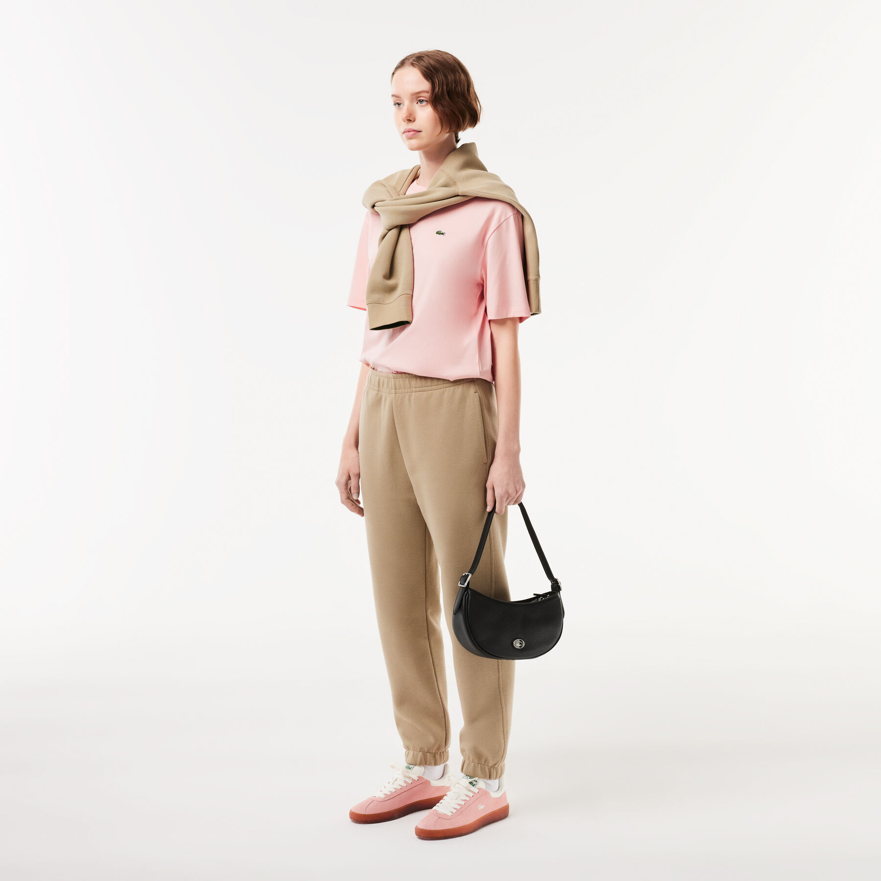 حقيبة لاكوست جلد بارز بتصميم مقوس للنساء Women's Lacoste Top Grain Leather Halfmoon Bag - NF4161GZ-000