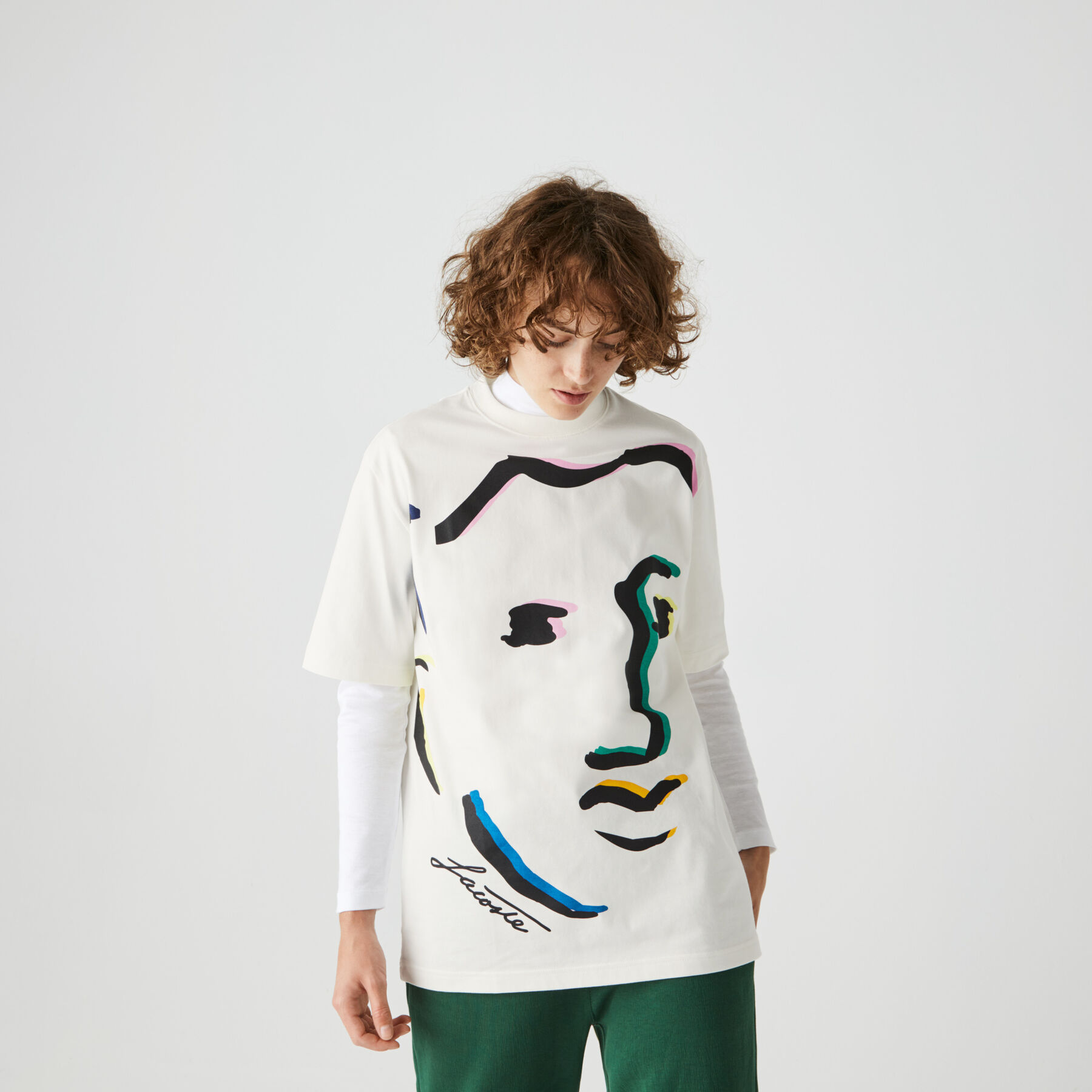 Unisex Lacoste LIVE Face Print Cotton T-shirt unisex lacoste live face print cotton t shirt