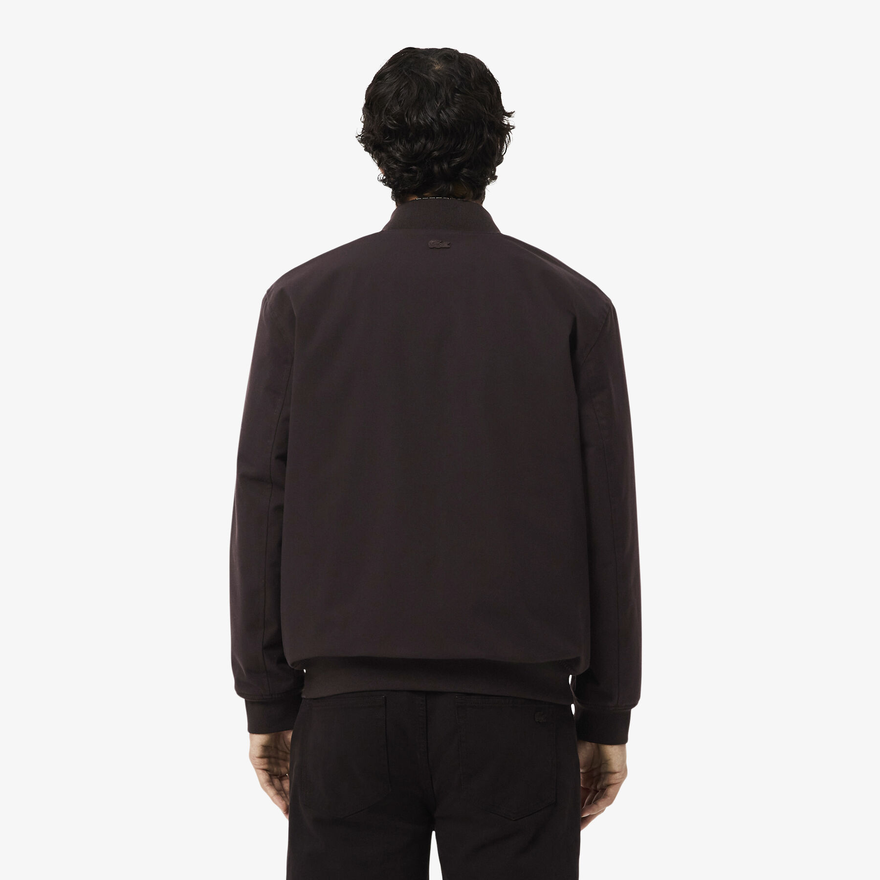 lacoste retro badge water repellent bomber jacket