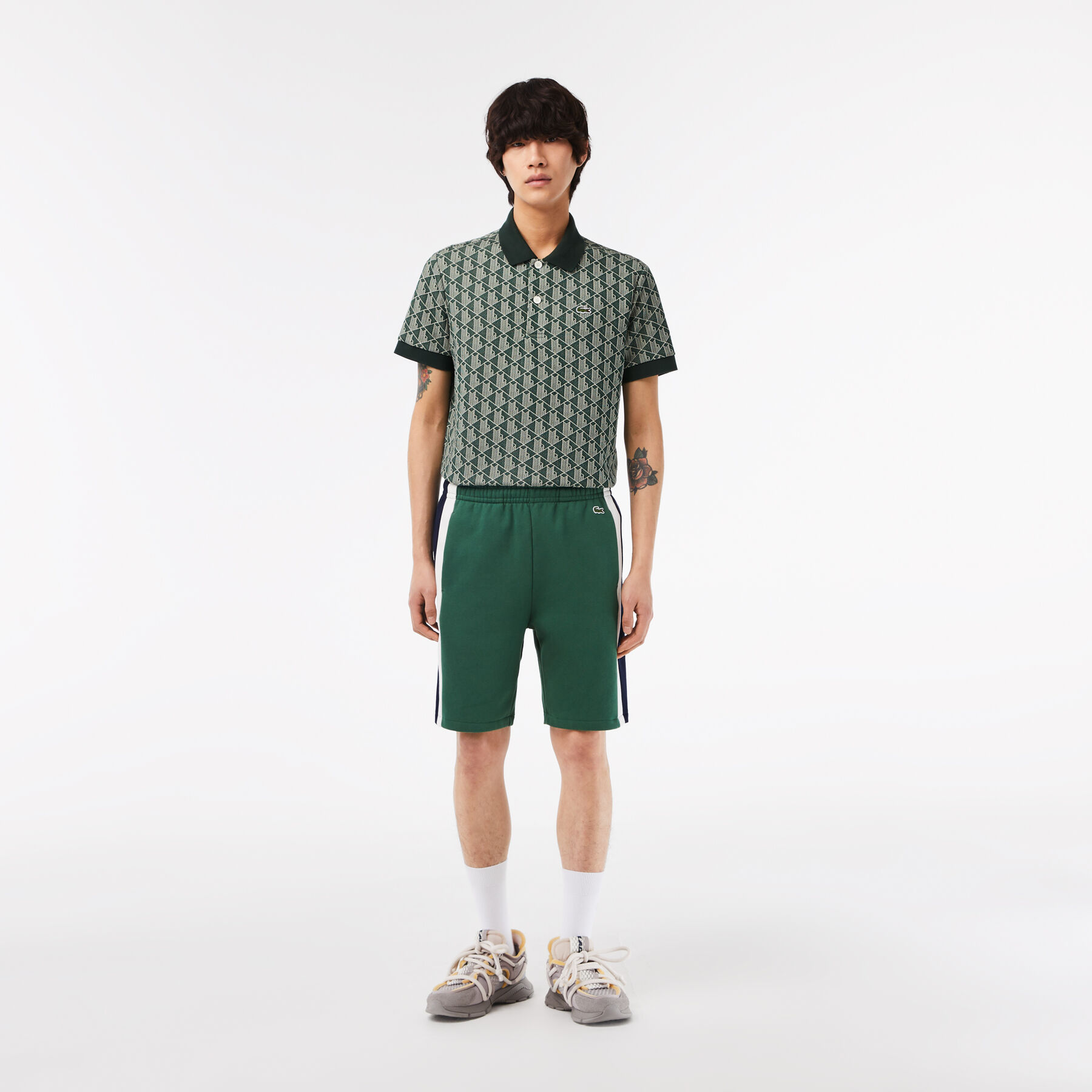 men s lacoste brushed fleece colourblock shorts