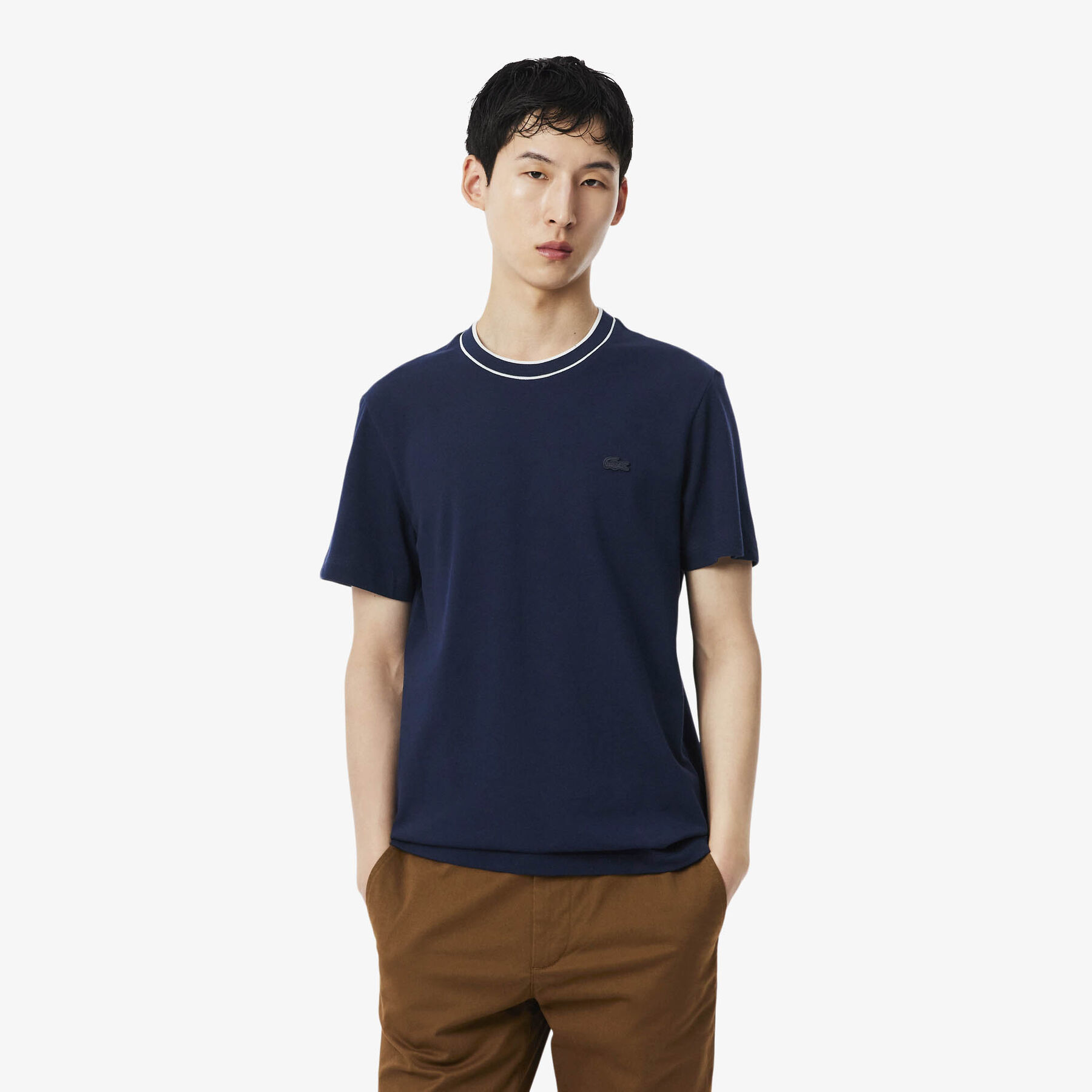 تيشيرت بيكيه مطاطي بياقة مخططة Stretch Pique Stripe Collar T-shirt - TH8174-00-166
