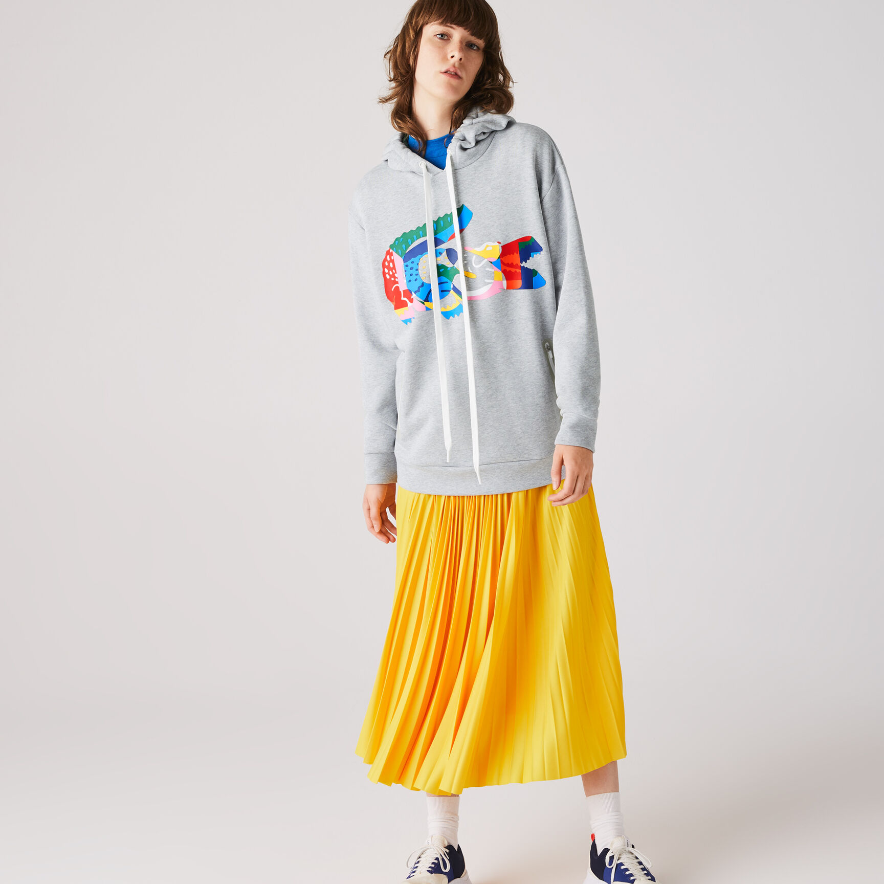 سويت شيرت من الصوف بغطاء رأس مع طبعة التمساح بحجم كبير للنساء سويت شيرت من الصوف بغطاء رأس مع طبعة التمساح بحجم كبير للنساء