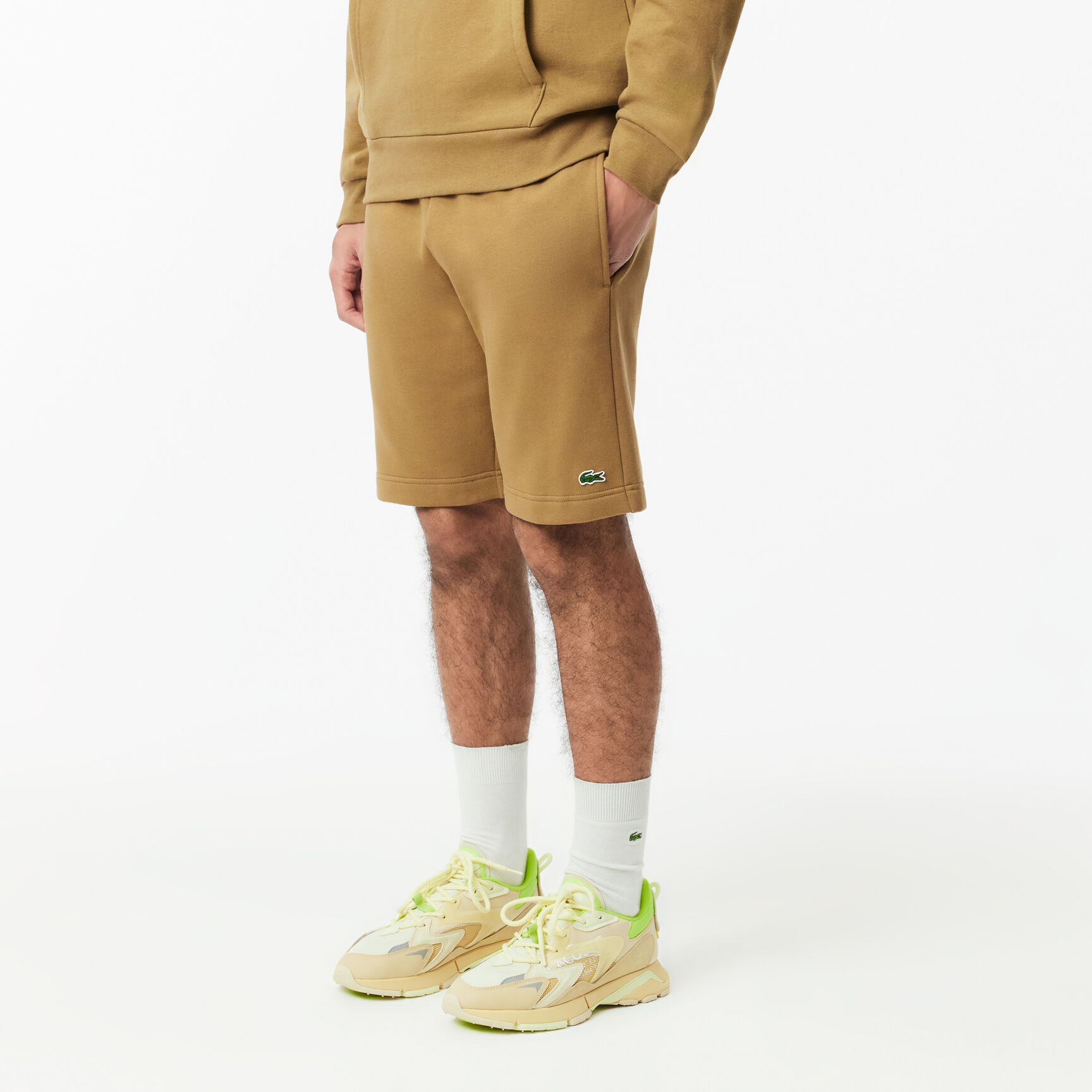 شورت صوف بقصّة عادية Men's Lacoste Organic Brushed Cotton Fleece Jogger Shorts - GH9627-00-SIX