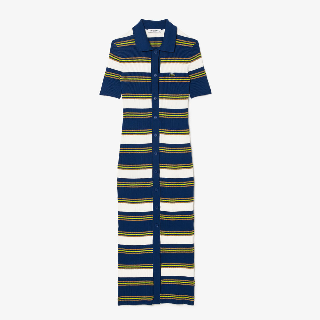 فستان قميص مخطط ومضلع Striped Rib Knit Shirt Dress - EF2554-00-ICZ