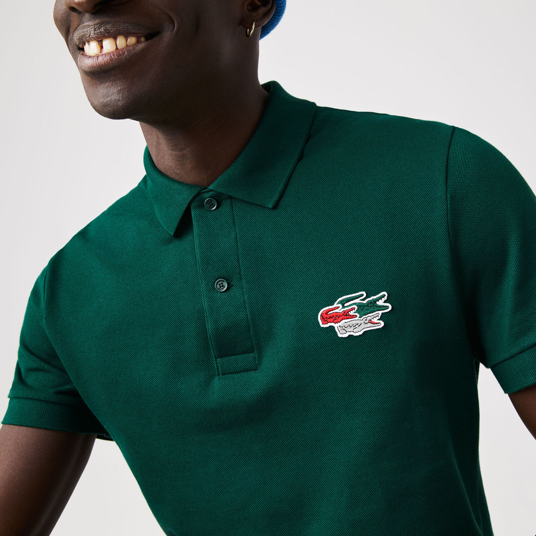 قميص بولو Lacoste من القطن العضوي للرجال بقصة عادية