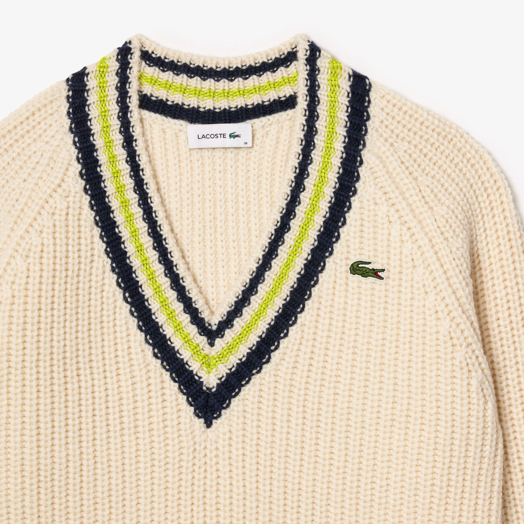 سترة تنس صوفية كبيرة الحجم بدقبة على شكل V Oversized Wool V Neck Tennis Sweater - AF2563-00-I63