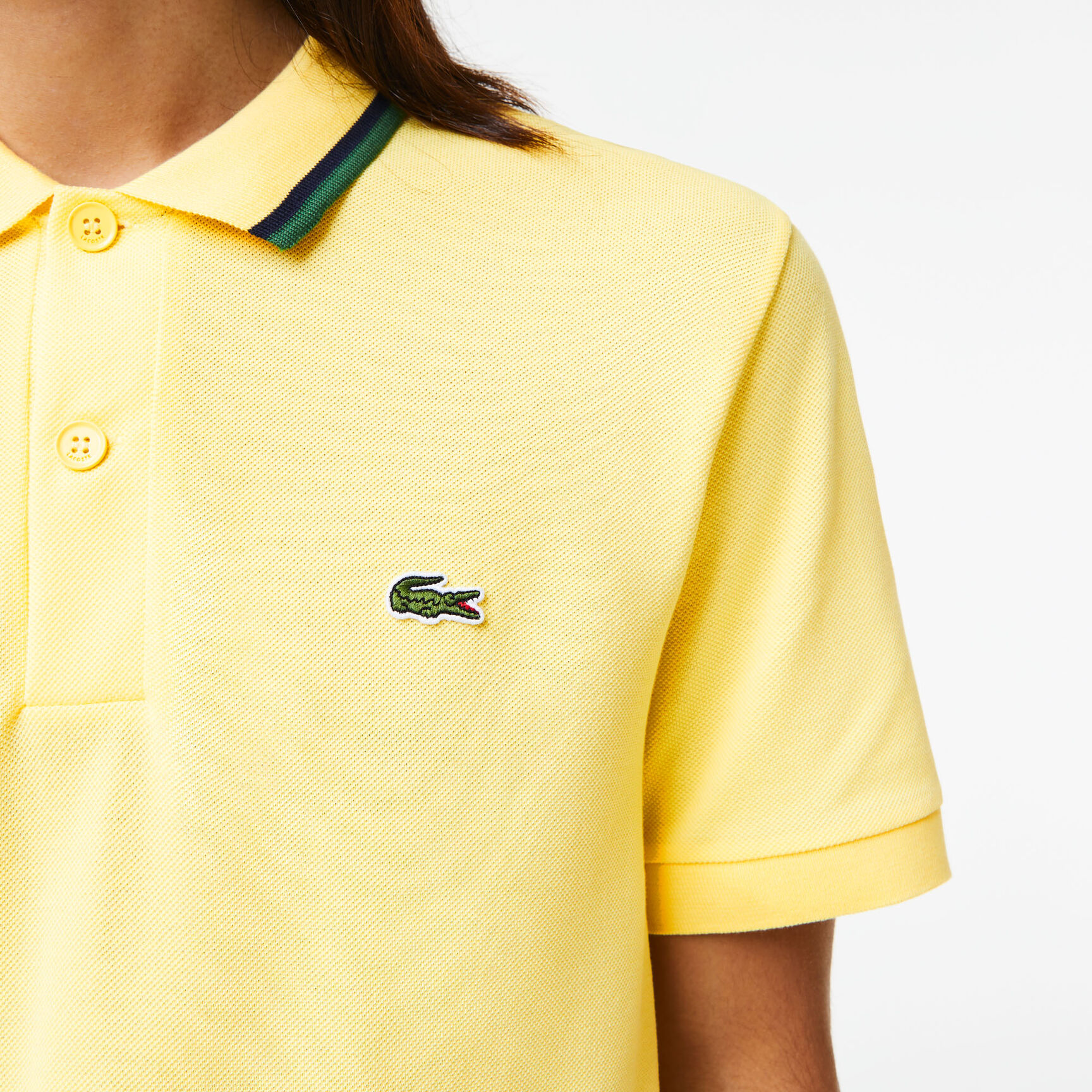 Men's Lacoste Regular Fit Striped Collar Cotton Petit Piqué Polo Men's Lacoste Regular Fit Striped Collar Cotton Petit Piqué Polo Shirt - PH9531-00-107