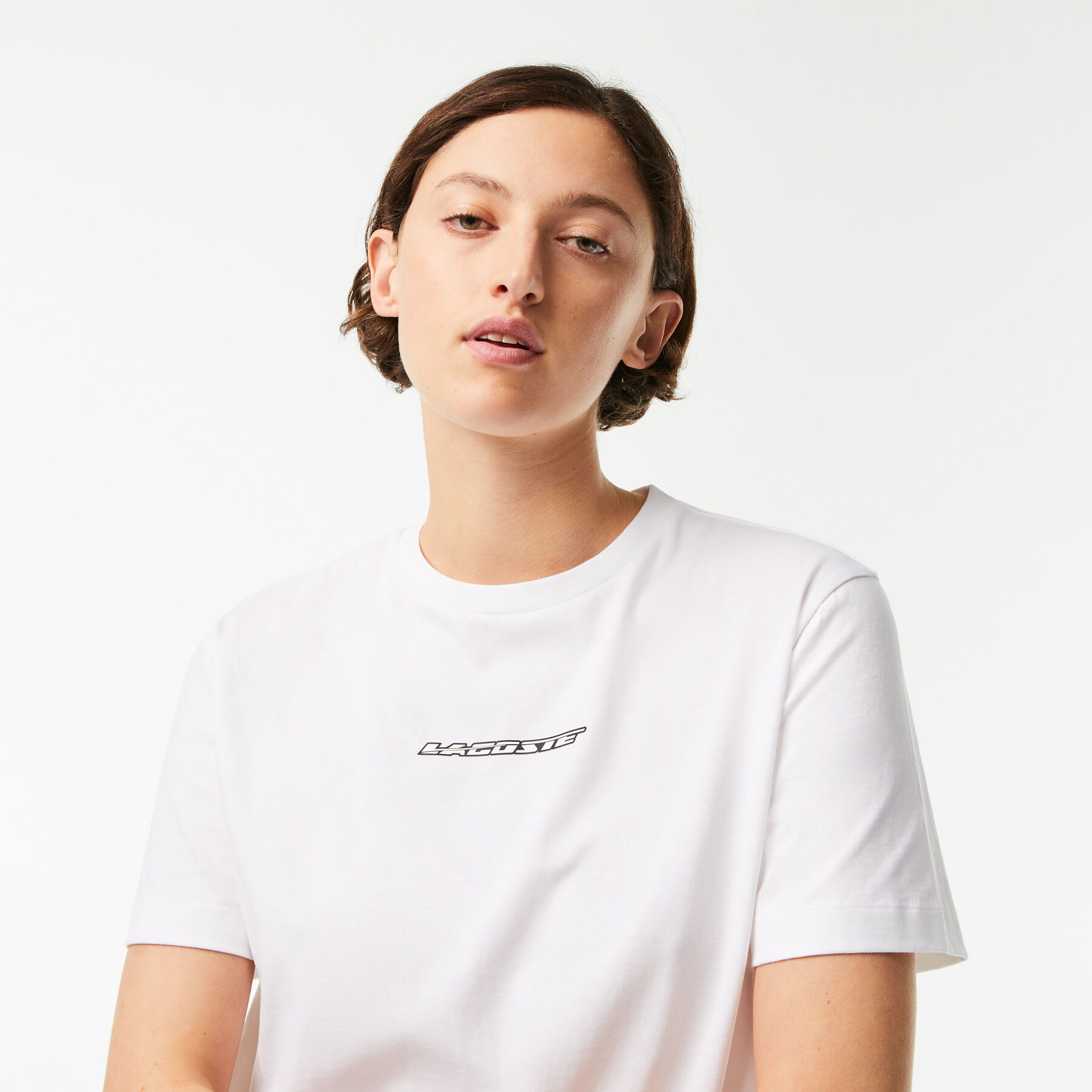 women s lacoste jersey contrast print t shirt