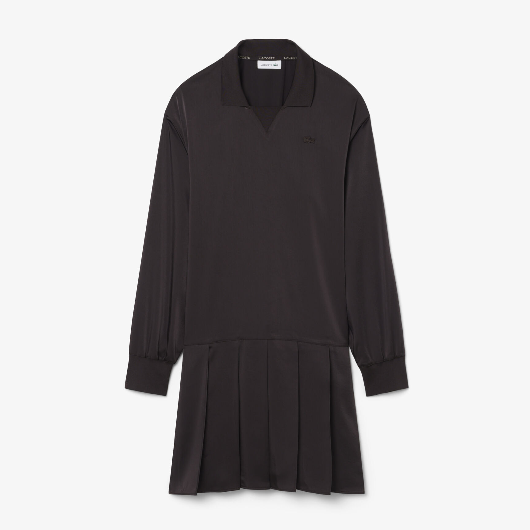 Pleated Satin Polo Dress - EF9789-00-3LA