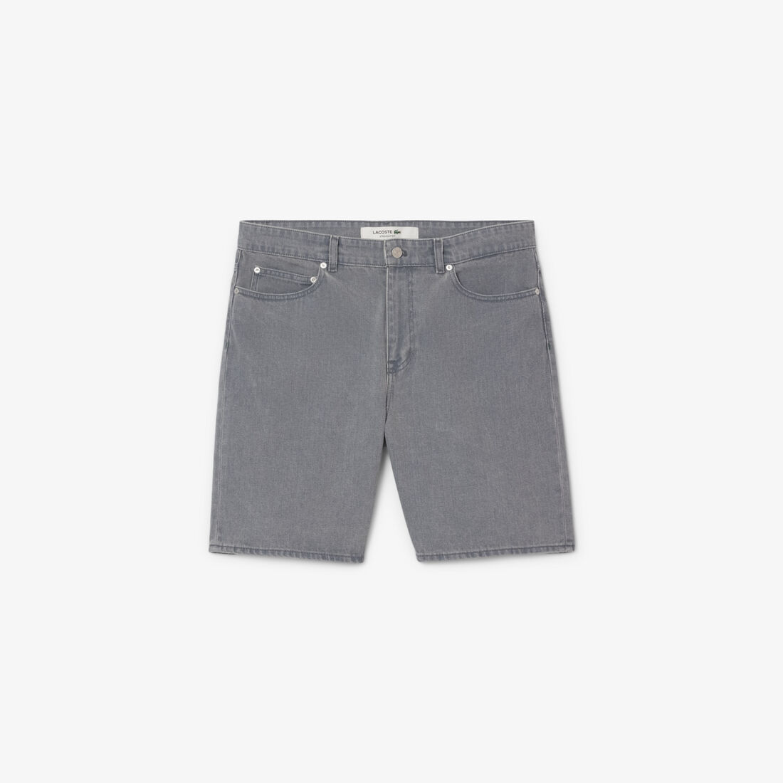 lacoste washed effect dyed denim bermuda shorts