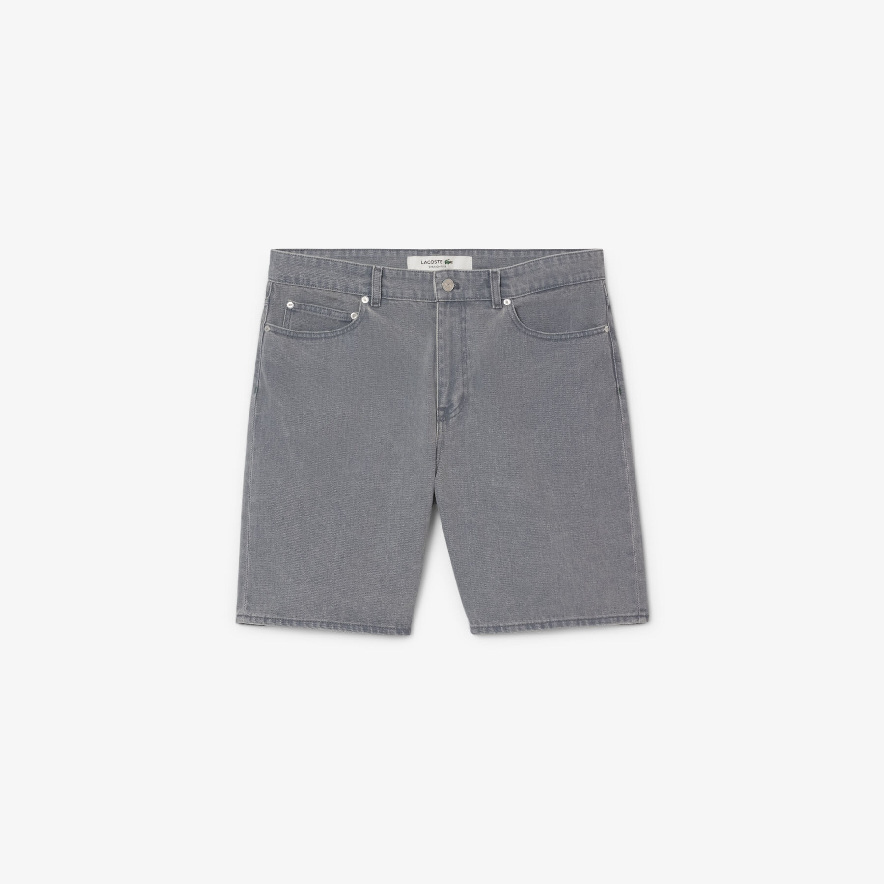 lacoste washed effect dyed denim bermuda shorts